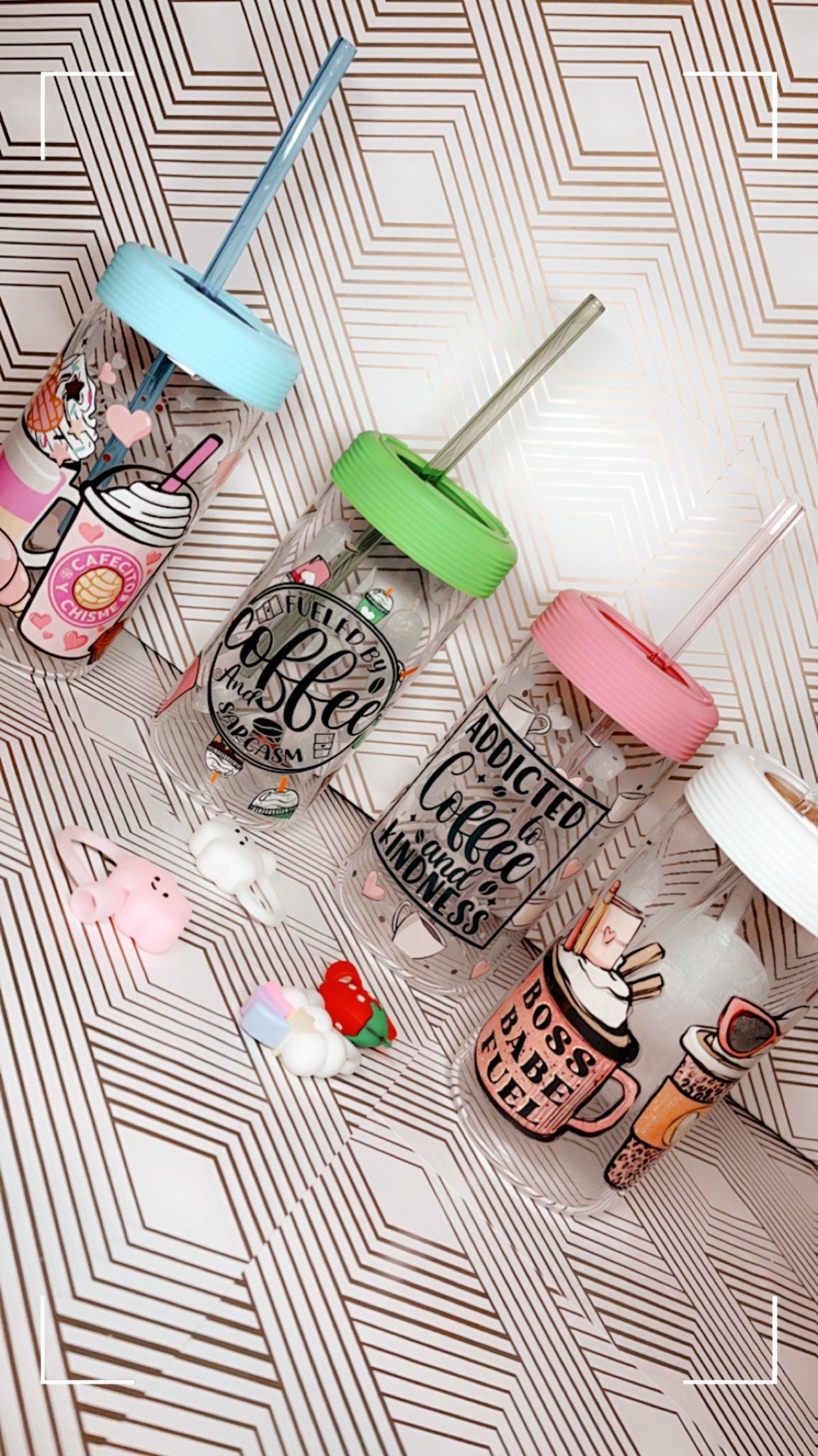 Coffee Themed Glass Cups